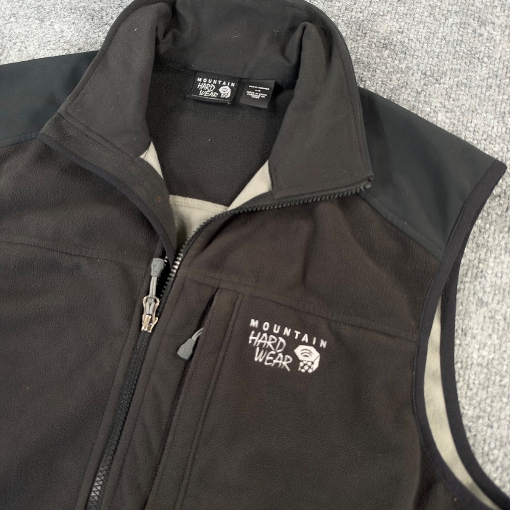 Mountain Hardwear Vest Mens L Fleece Full Zip Outdoor Polyester Black OM4165